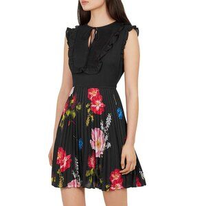 Ted Baker Romanna Berry Sundae Black Floral Dress Size US 6